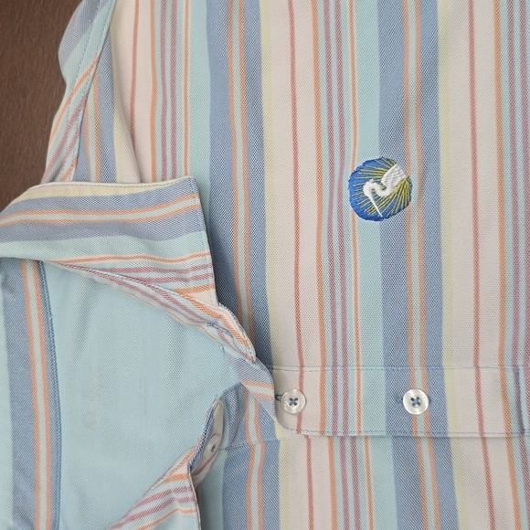 OXFORD Striped Polo Shirt Blue and White  - Blue Haven Sz XL - Picture 2 of 9